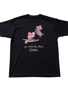 Gildan Black 'Go With The Flow' Turtle Graphic T-Shirt